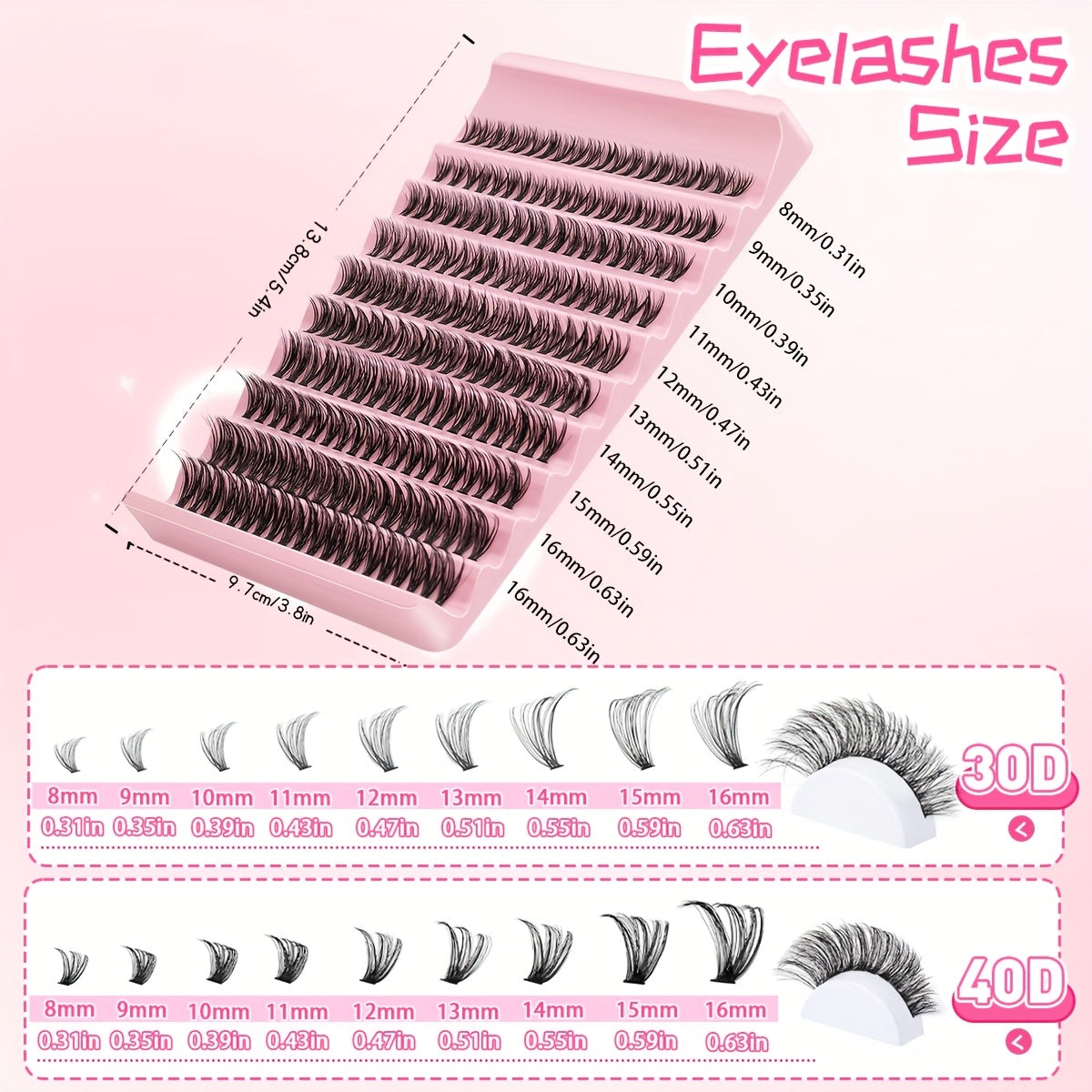 160/200 faux cils en touffes 30D 40D 80D - Cils individuels légers et vaporeux pour un regard naturel, courbure D, longueurs 6-12 mm/13-15 mm/8-16 mm, extensions de cils réutilisables à faire soi-même, idéales pour les débutantes