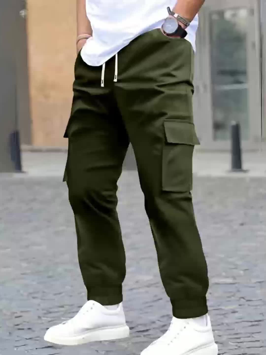 4pcs Pantalons Cargo Homme – Cordon Ajustable, Multipoches, Confort, Tout Saison
