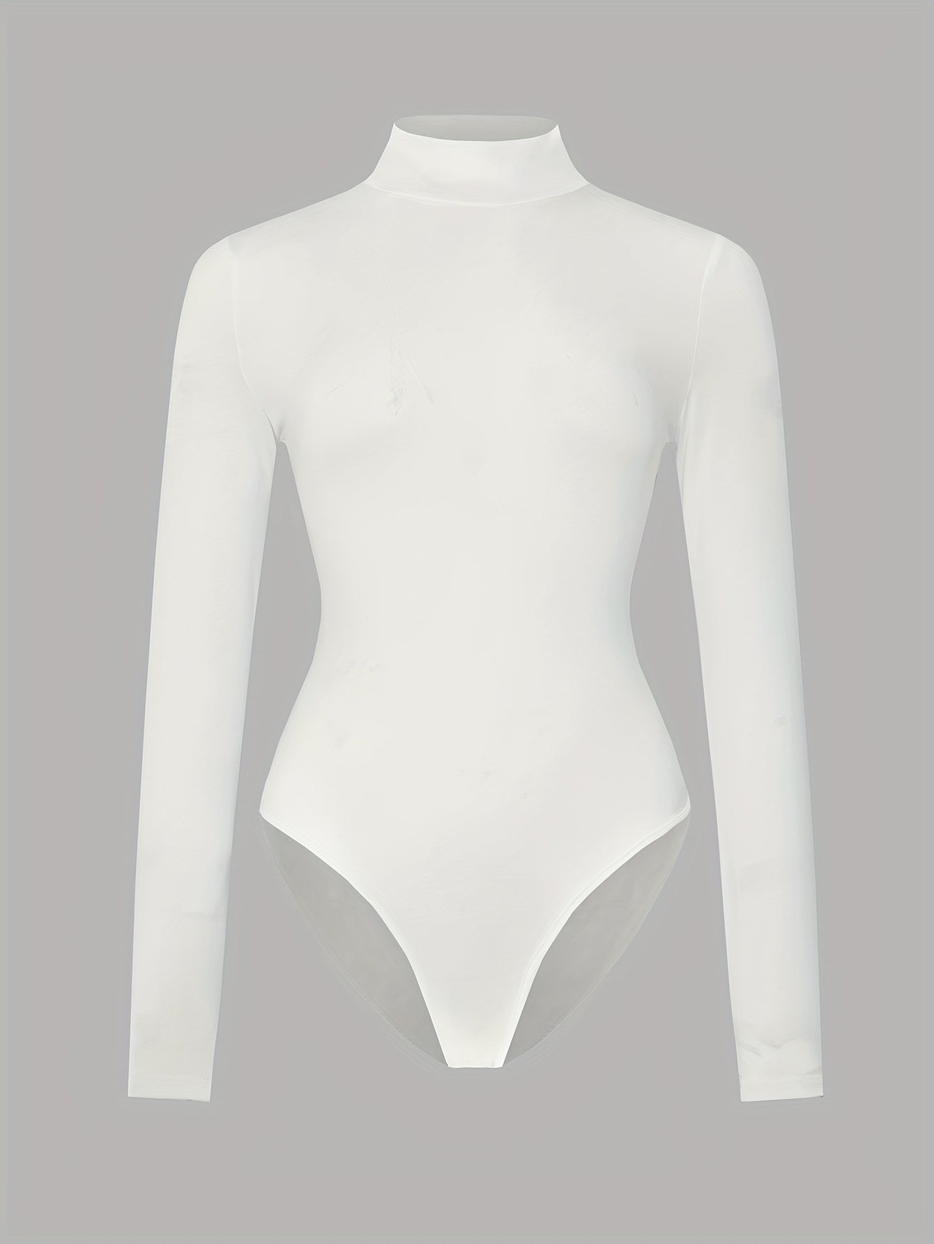 Lot de 3 hauts femme – col montant, manches longues, coupe slim, t-shirts extensibles semi-transparents, noir, marron et blanc, essentiels pour superposition casual, design minimaliste, confortables et polyvalents