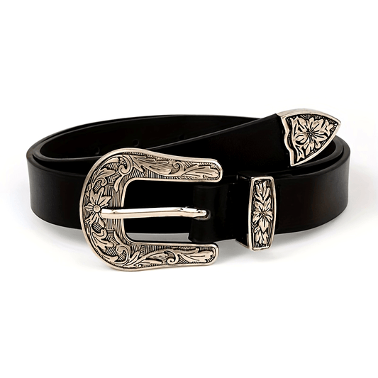 Ceinture vintage style western – Élégante et simple, boucle sculptée classique, accessoire de taille ajustable pour hommes et femmes