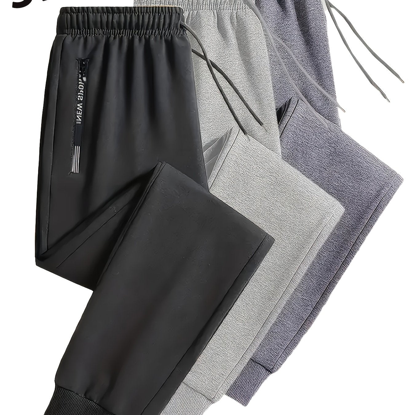 3pcs Joggers Homme – Confortables, Cordon Élastique, Poches Zippées, Casual & Sport, Tout Saison