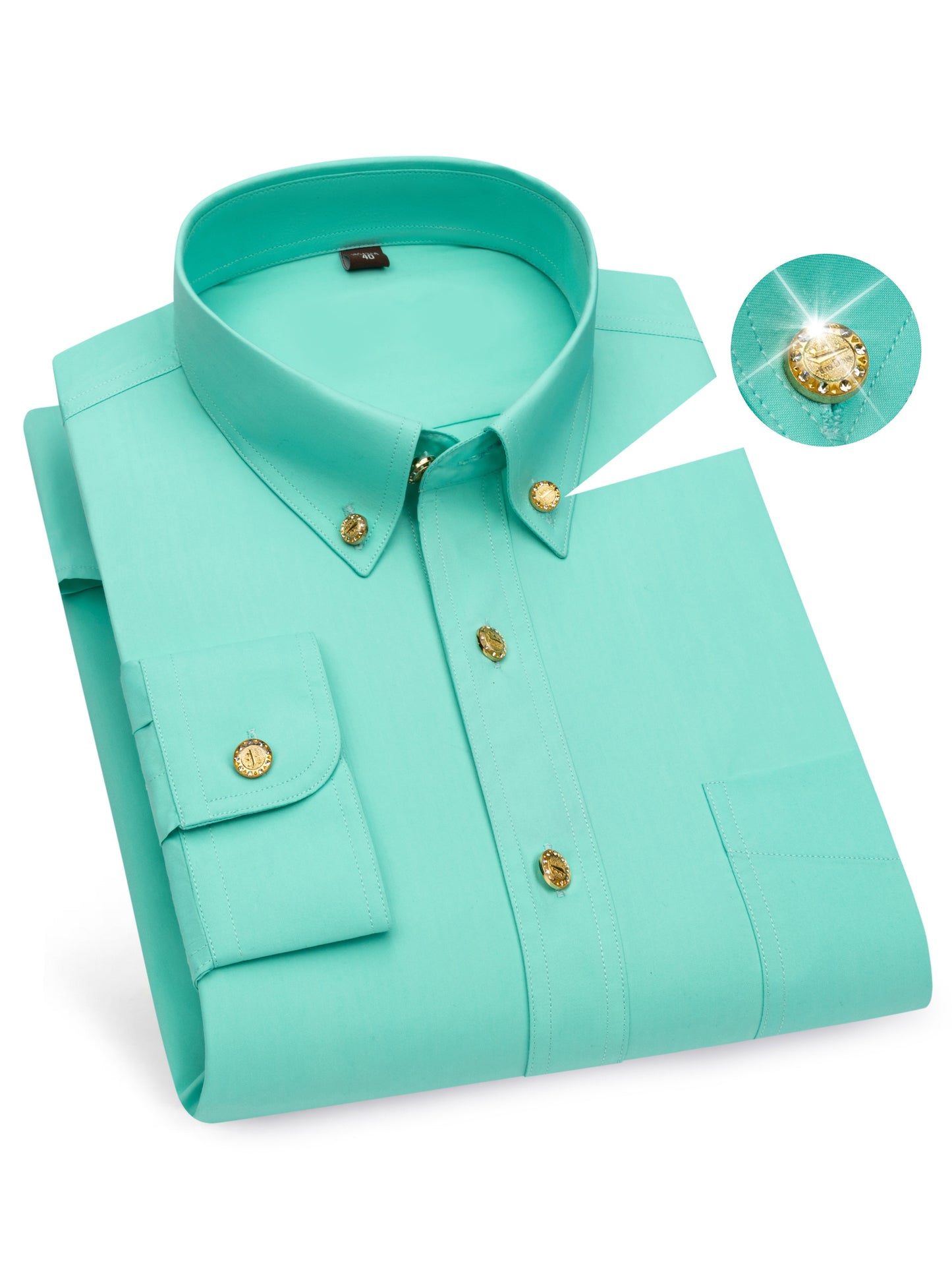 Men'S Solid Color Long-Sleeve Business Casual Shirt