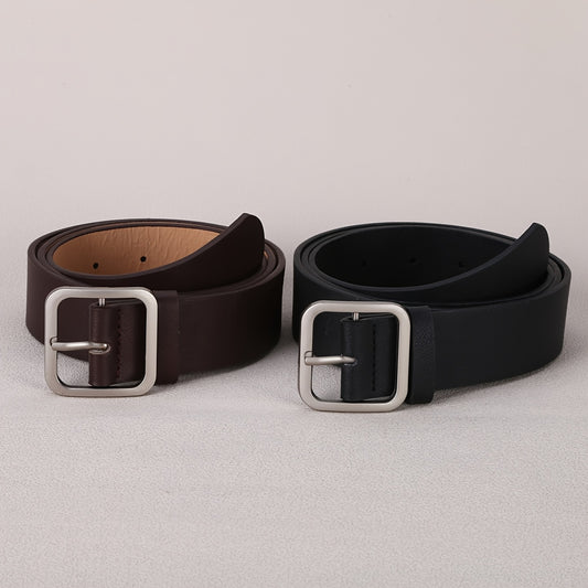 Lot de 2 ceintures pour femmes – Simples et polyvalentes, PU, boucle à ardillon, ceintures décontractées grande taille style INS pour pantalons