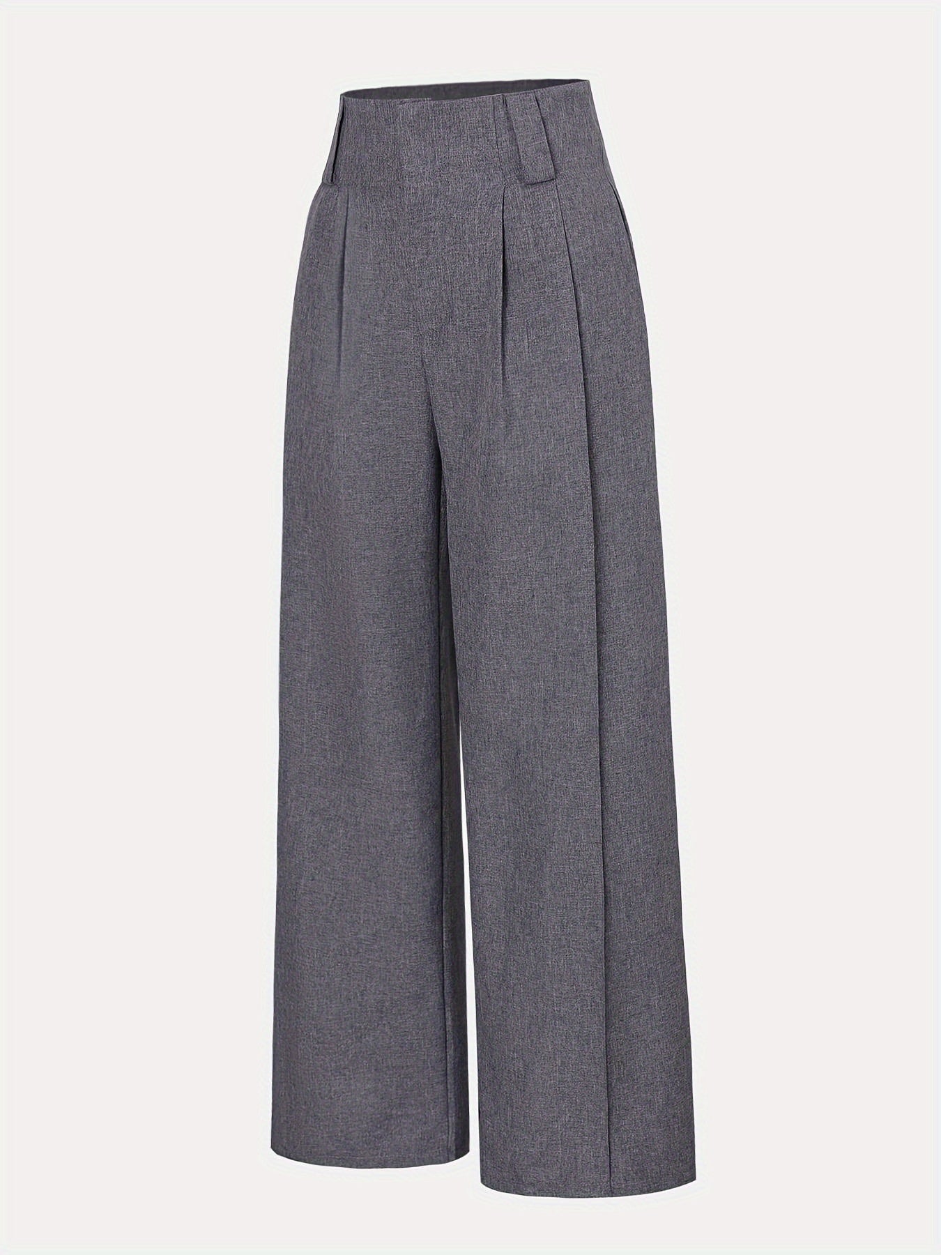 Pantalon Femme Taille Haute – Jambe Large Gris, Élégant, Bureau et Décontracté, Tous Saisons