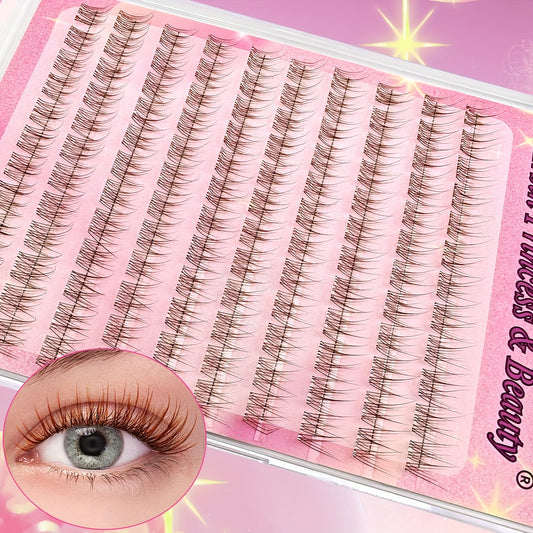 120 pcs Paquets de Cils Auto-Adhésifs — Sans Colle, Couleurs Marron Pré-Mélangées (Clair à Foncé), Volume Naturel et Cils Bouclés, Idéal pour Usage Quotidien, Anime, Cosplay, Voyage, Débutants, Extensions de Cils DIY, Maquillage Anime, Cils Wispy