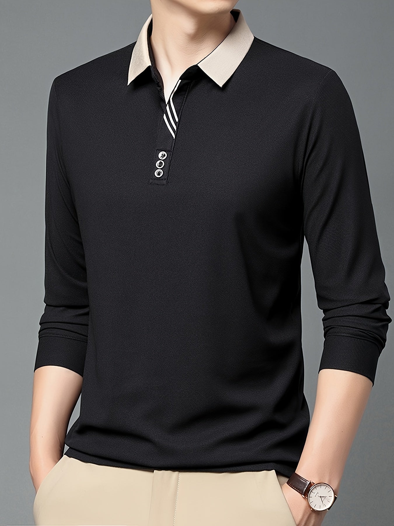Men's Comfortable Casual Durable Long Sleeve Shirt with Button Decoration