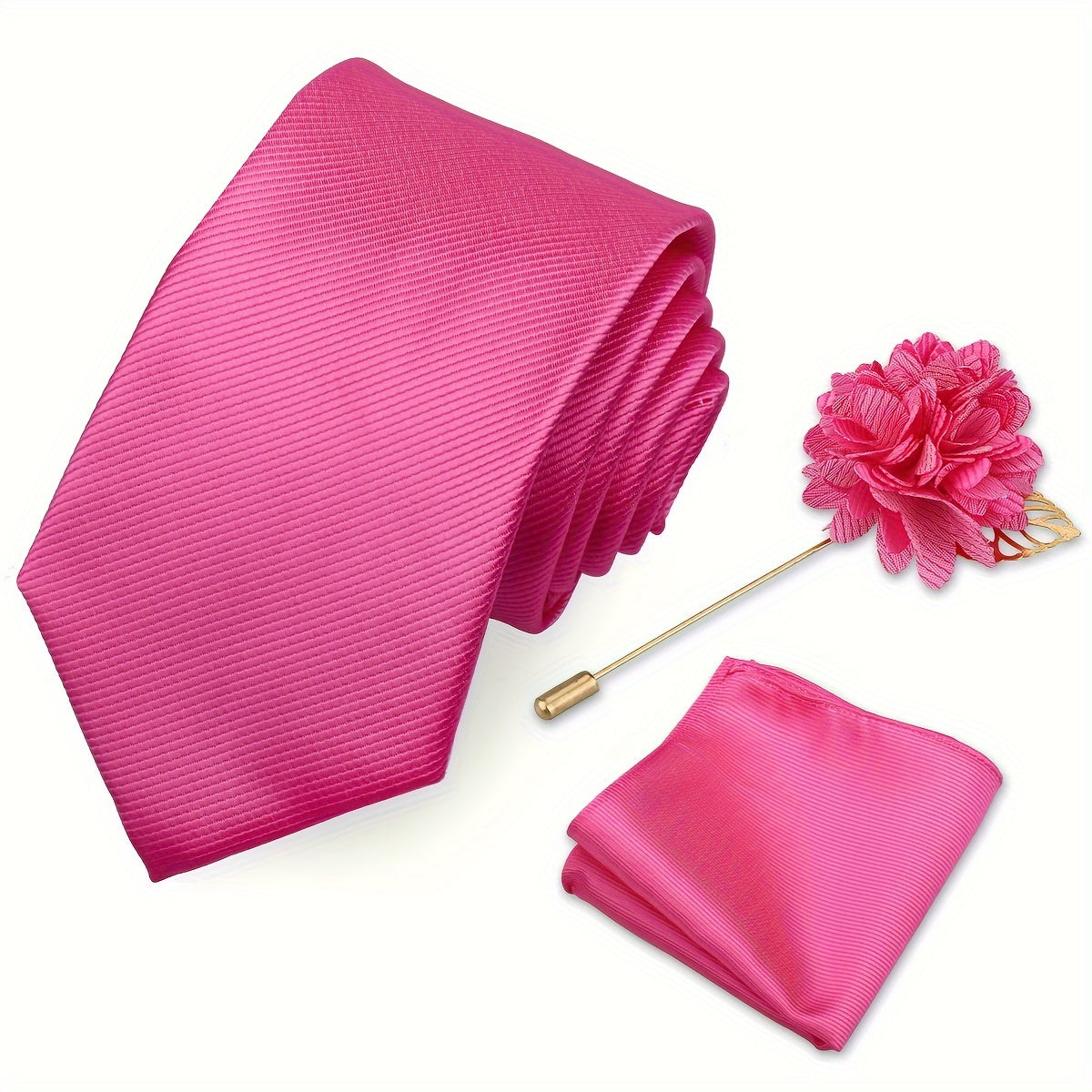 Lot de 3 Accessoires Homme – Cravate, Pochette & Broche Classiques