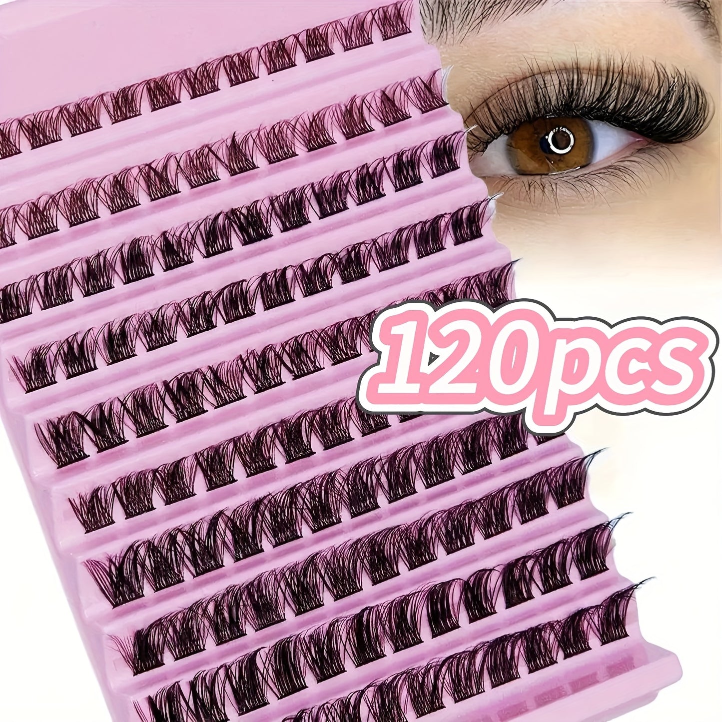 120 pcs Cils en Paquets — Longueurs 8-16 mm, Curl D, Fluffy, Extensions de Cils DIY, Look Naturel, Cils Individuels Wispy, Légers et Doux, Faciles à Appliquer, Parfaits pour Usage Quotidien et Occasions Spéciales, Débutants, Réutilisables