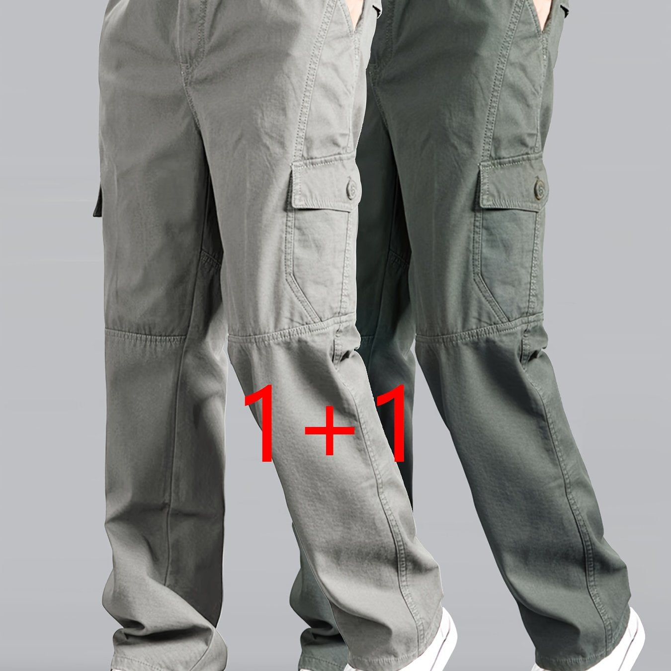 Lot de 2 Pantalons Cargo Homme – Pantalons de Travail Robustes avec Multiples Poches (Latérales, Cargo, Zippées), Tissu Résistant Sans Stretch pour Construction, Randonnée, Camping
