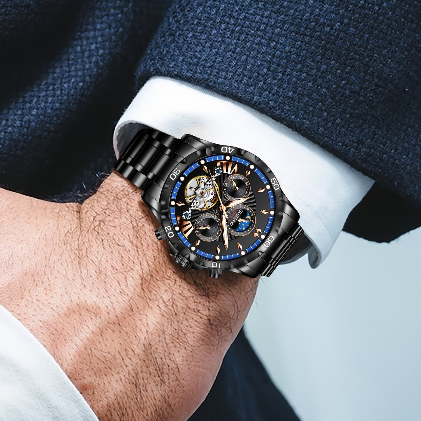 Men's mechanical watch 24 hours date day function Automatic Watches for Men, Automatic Mechanical Watch, Watch For Men, Professional Timekeeping, Date Function Watch, Men's Wristwatch, Precision Timepiece, Adult Male, Profess