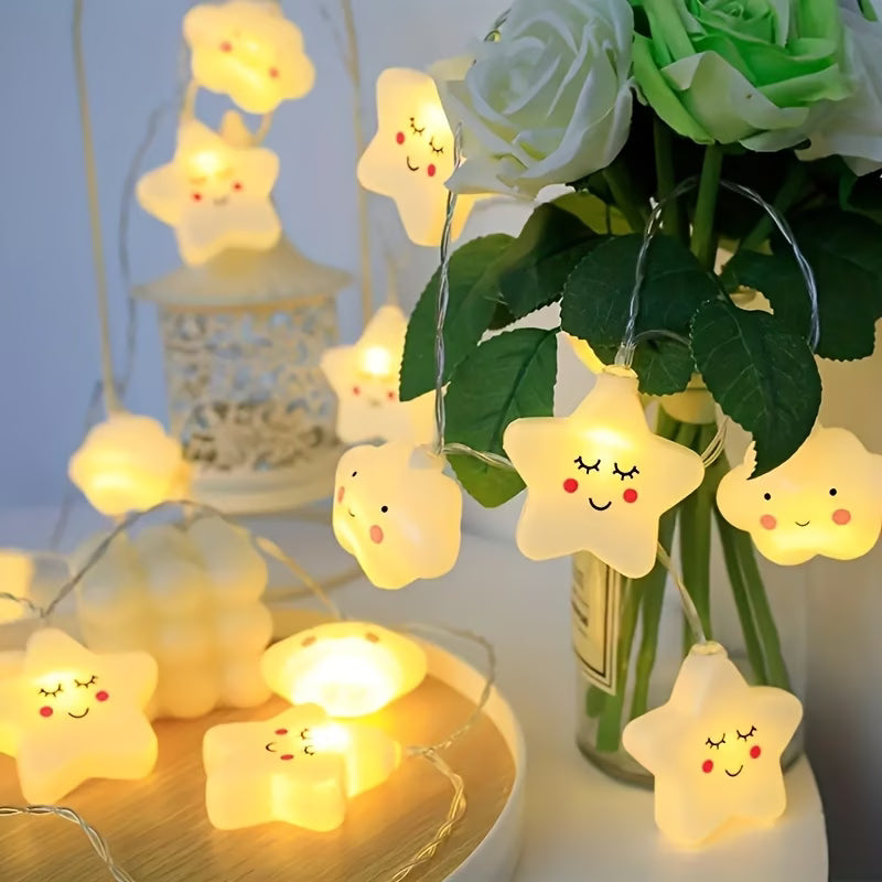 Star, Cloud & Smiley LED String Lights – 10 LED Nursery Fairy Lights (200 cm)