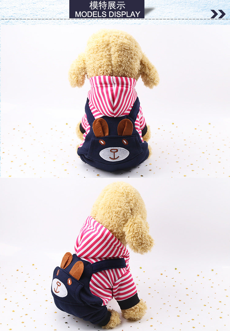 Warm Cartoon Pet Clothes for Dogs & Cats – Soft Cotton Jumpsuit