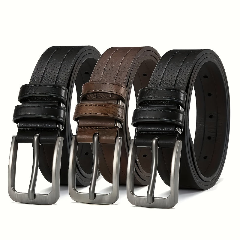 Lot de 3 Ceintures Homme Décontractées Vintage – Ceintures Durables et Respirantes, Conçues pour Professionnels, Personnes Matures et Amateurs de Mode, Idéales Comme Cadeau pour Toutes Occasions, Ceintures Homme de Luxe, Ajustables, Boucle Carrée