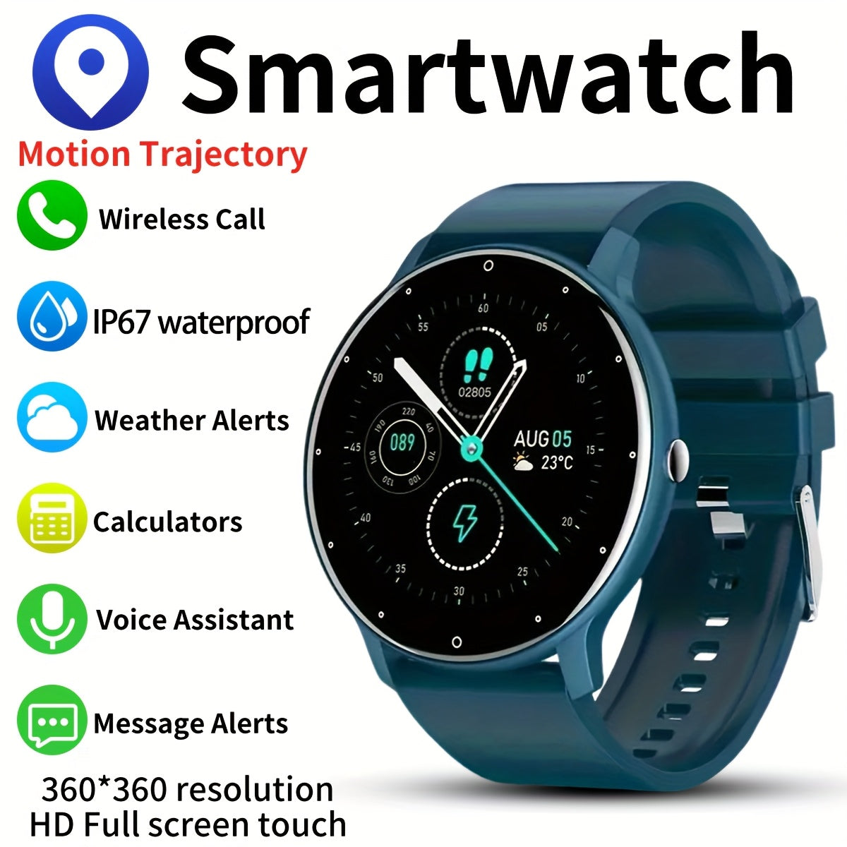 Functional Smartwatch for Men & Women - 3.25cm Full Touch Screen, High-Quality Display, Answer & Make Calls, Message Reminder, Sports Pedometer, Information Alerts For Iphone/android Phones, Friend Gift, Birthday G