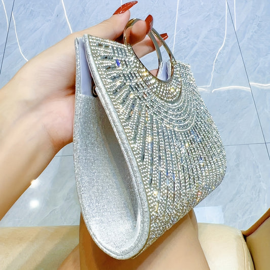 Pochette de Soirée Brillante – Strass, Sac à Main Bandoulière pour Banquets et Événements Week-end, Sac Dîner Femme, Peut Contenir Produits de Maquillage Quotidiens, Idéal Cadeau pour Elle