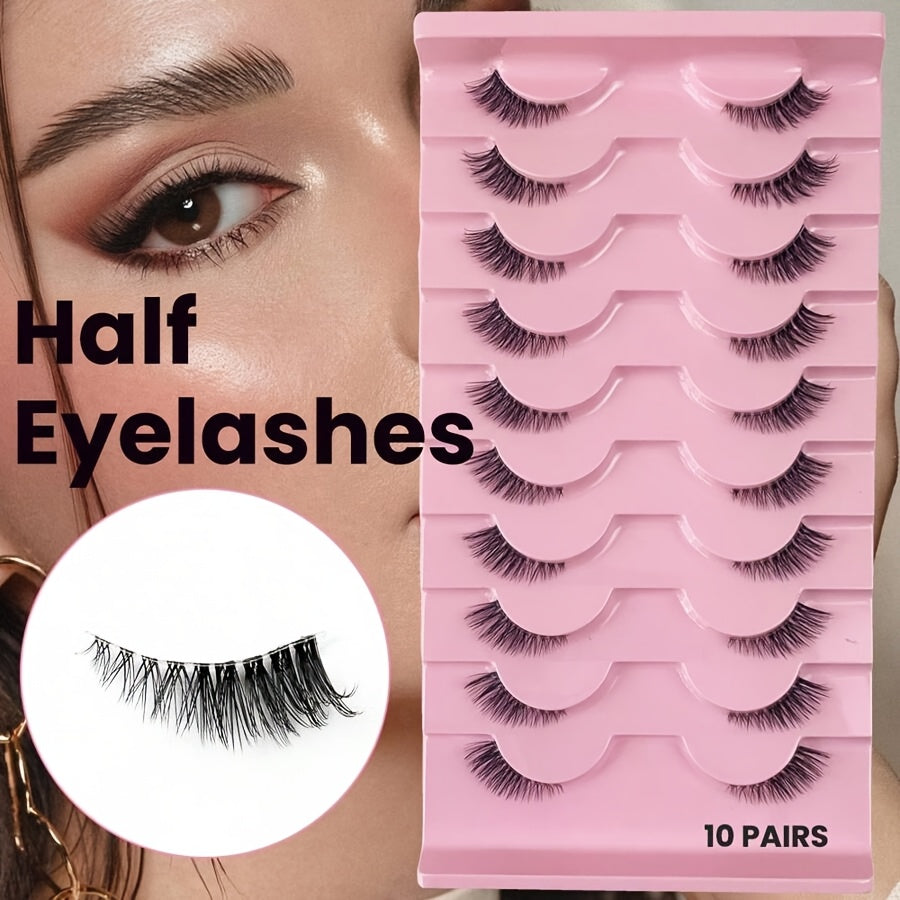 10 Paires de Demi-Cils – 5-10 mm, Cils d’Angle Wispy, Demi-Cils Naturels, Réutilisables, Faciles à Poser, Parfaits pour Toutes Occasions
