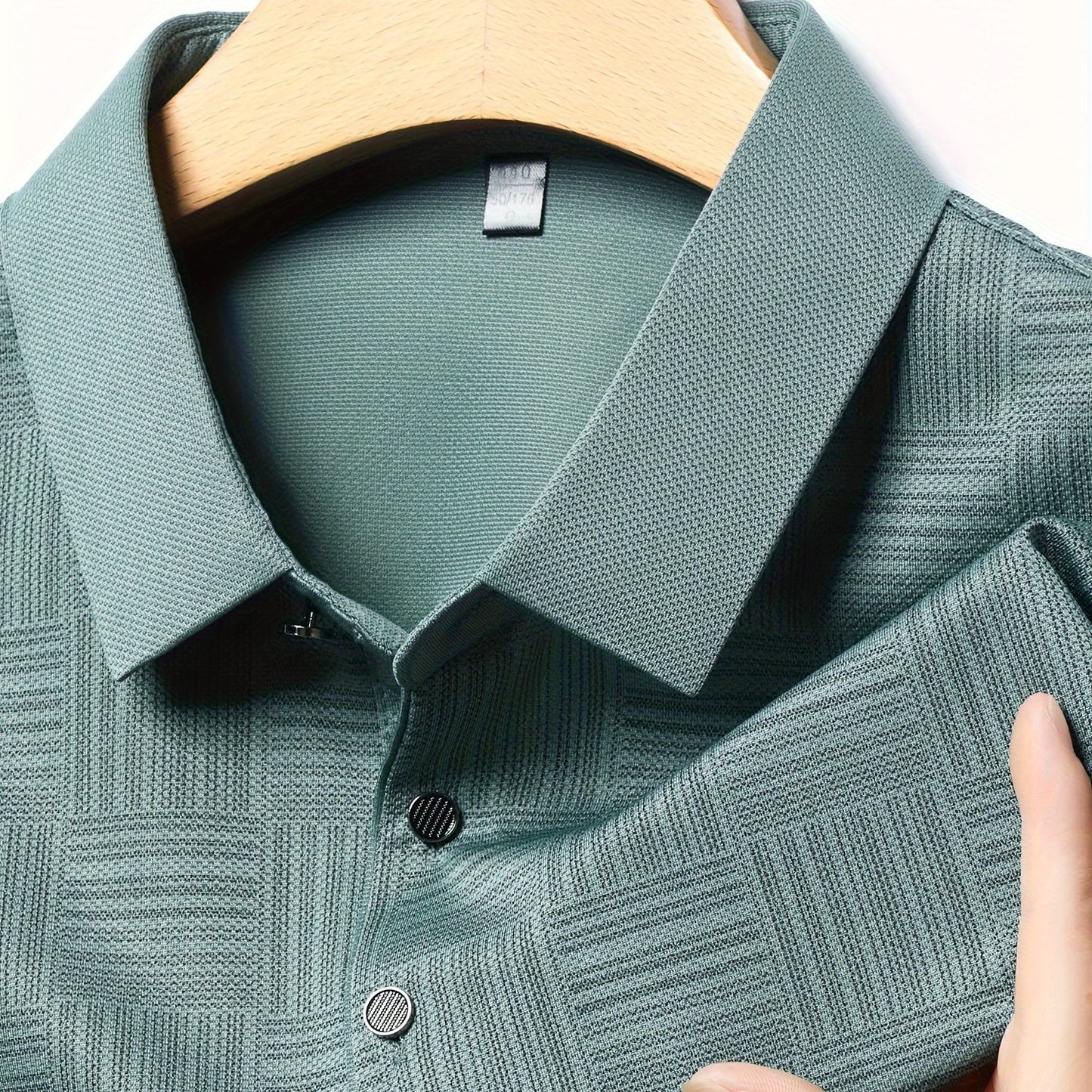 Men's Lightweight Button-Front Shirt - Solid & Striped Block Color Short/Long Sleeve Blouse, Casual Button- Collar Top for Spring/Fall, Versatile for Dress Codes (Hand Wash/Dry Clean) - Non- Regular Fit Style