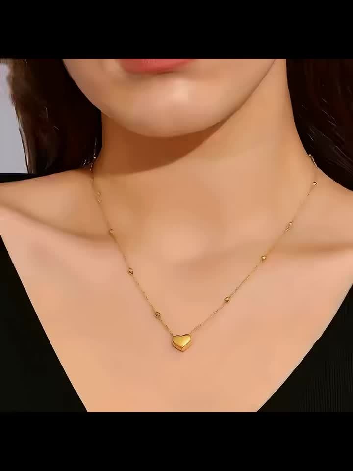 Collier pendentif cœur pour femme en acier inoxydable hypoallergénique, plaqué or 18K, design simple, mignon et élégant, parfait pour un usage quotidien ou comme cadeau, bijou de haute qualité pour femme