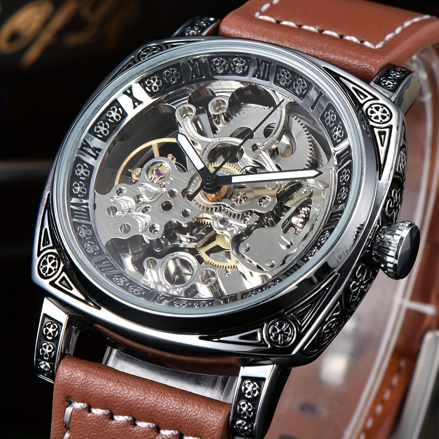 Business fashion Men's watches, mechanical movements, automatic mechanical watches, artificial leather straps, best-selling watches for young men to give to their boyfriends and husbands. There are multiple colors to choose f