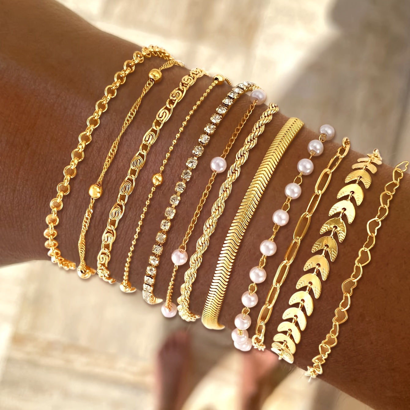 Lot de 12 Bijoux Élégants – Colliers et Bracelets Multi-Couches avec Strass, Cœur, Perles Rondes, Chaîne Serpent et Charm Avion, Style Minimaliste, Idéal Soirées, Mariages et Quotidien