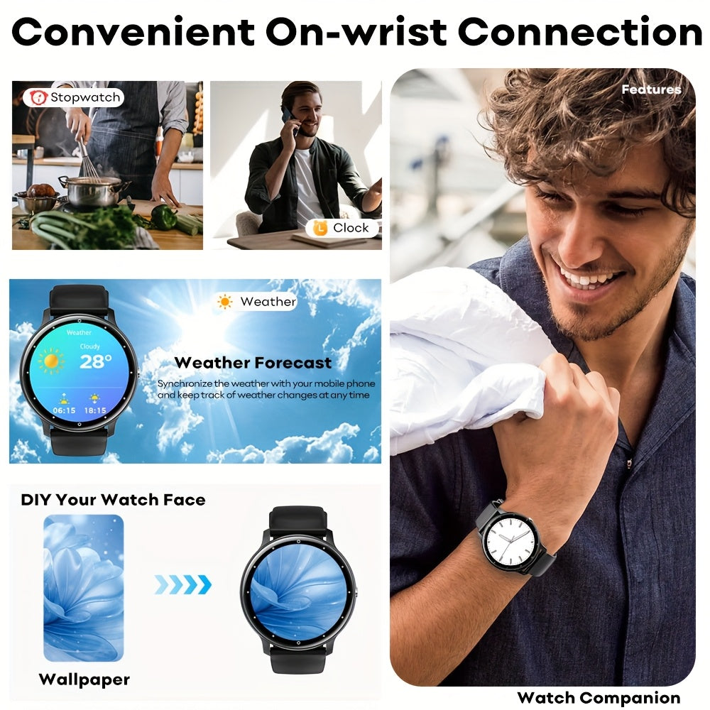 Functional Smartwatch for Men & Women - 3.25cm Full Touch Screen, High-Quality Display, Answer & Make Calls, Message Reminder, Sports Pedometer, Information Alerts For Iphone/android Phones, Friend Gift, Birthday G