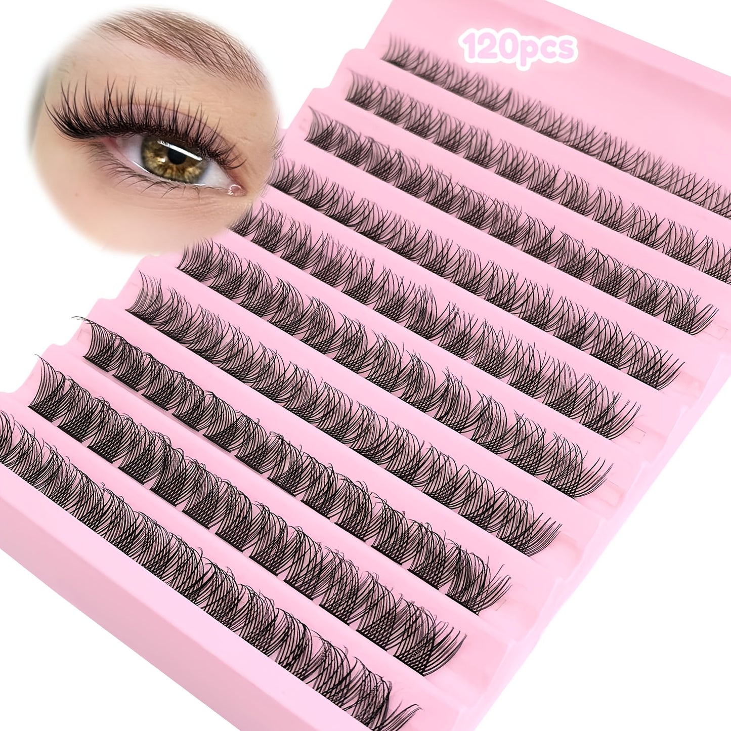 Kit d'extensions de cils 200 pièces | Comprend 120 cils naturels confort de 8 à 16 mm, épaisseur 0,07 mm, courbure C/D, longueur 10 à 18 mm, styles poupée et yeux, réutilisables pour débutantes