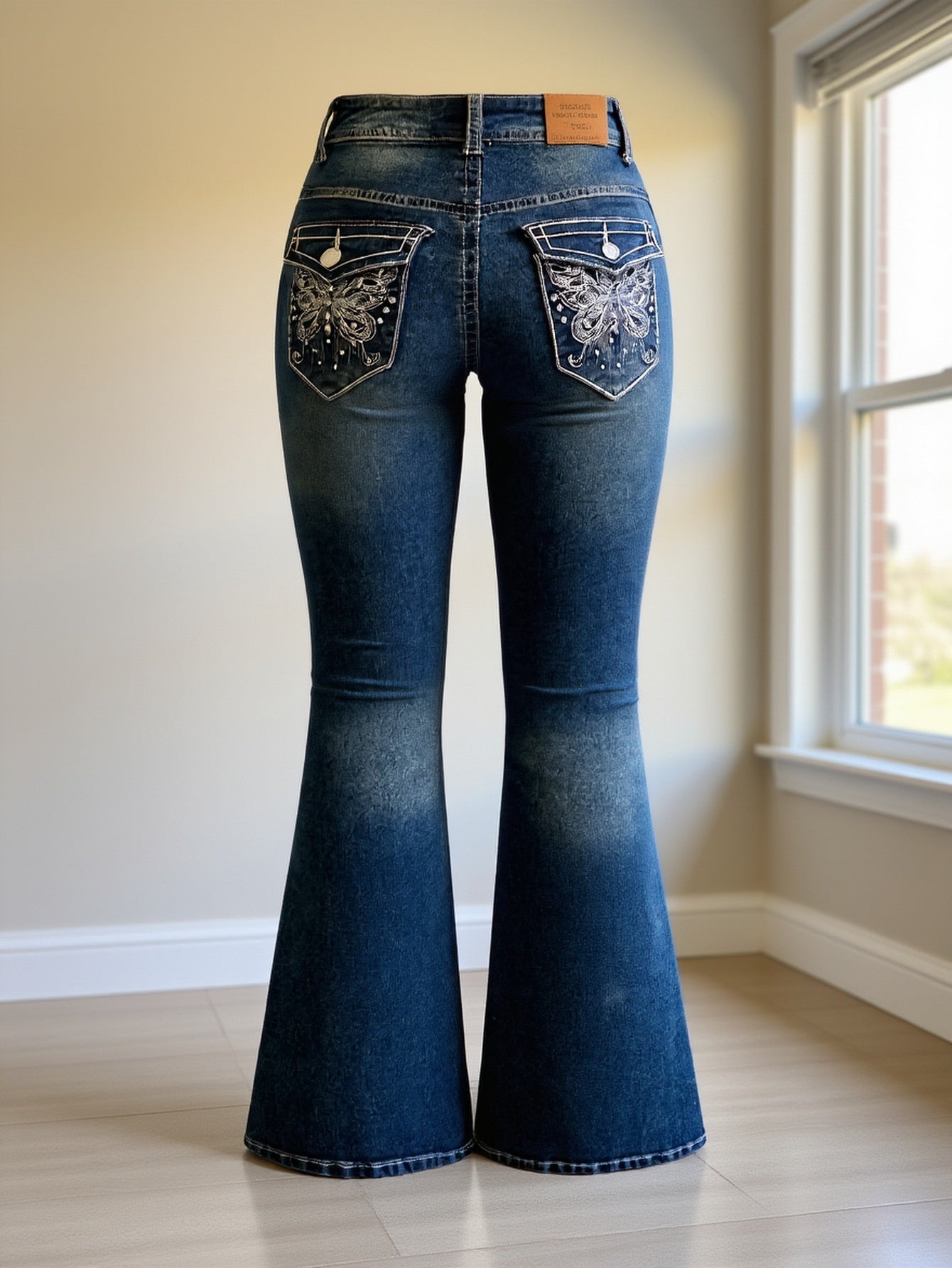 Jean évasé pour femmes – Pantalon cloche extensible et opaque, lavable en machine, idéal pour toutes saisons, tenues décontractées ou habillées – Pantalon élégant pour femmes