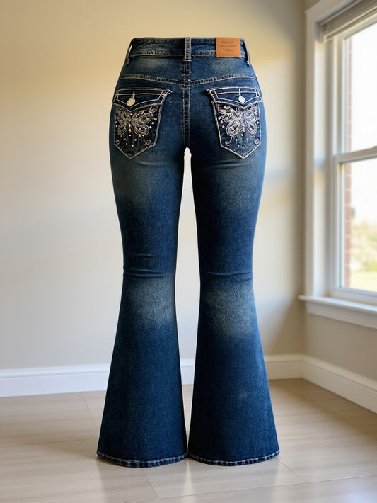 Jean évasé pour femmes – Pantalon cloche extensible et opaque, lavable en machine, idéal pour toutes saisons, tenues décontractées ou habillées – Pantalon élégant pour femmes