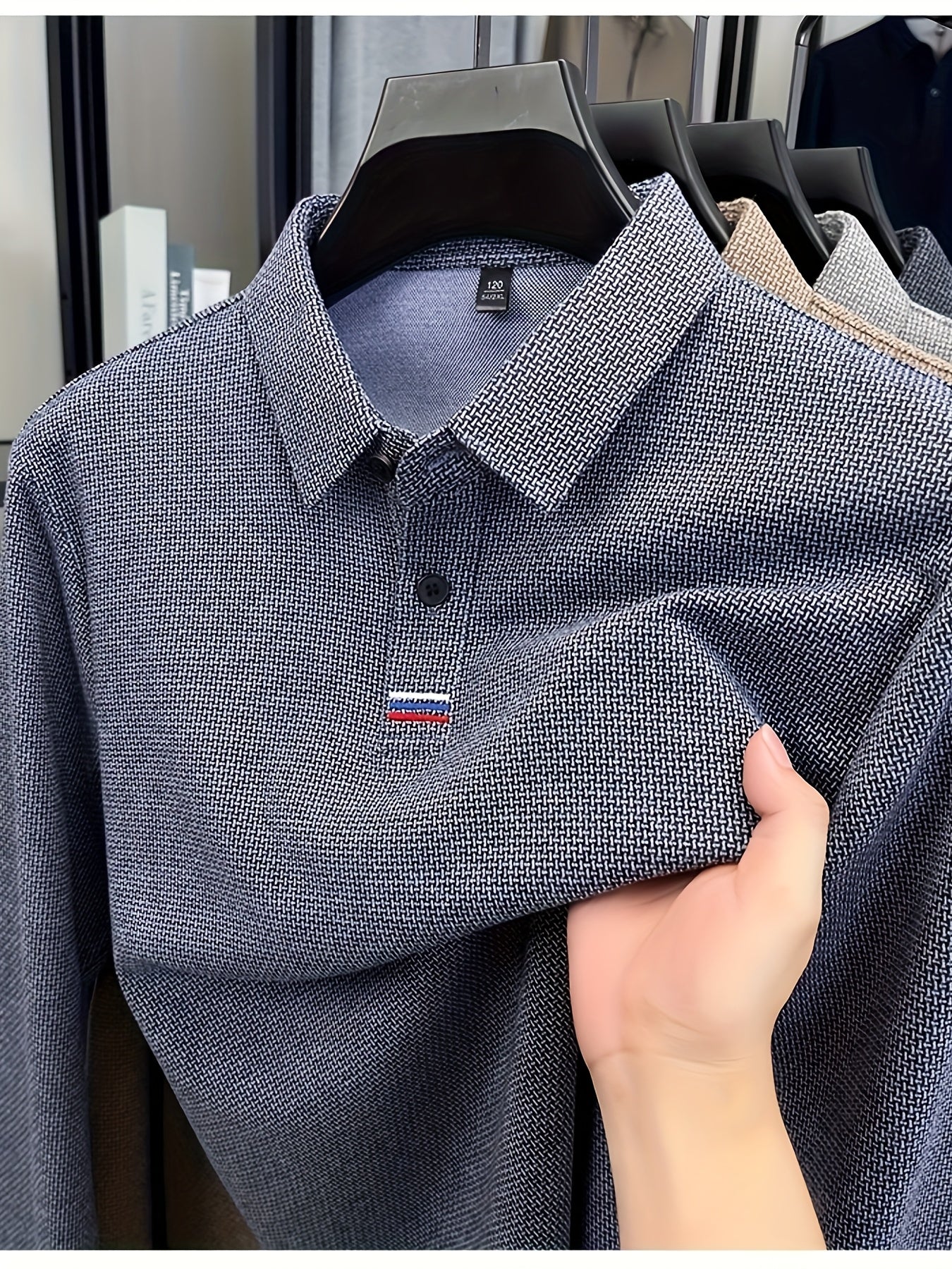 Men's Winter Warm Shirt Solid Color Collar Long Sleeve Button-Front Placket Classic Regular Fit Suitable for Golf, Equestrian & Outdoor Activities - Casual Button- Shirt