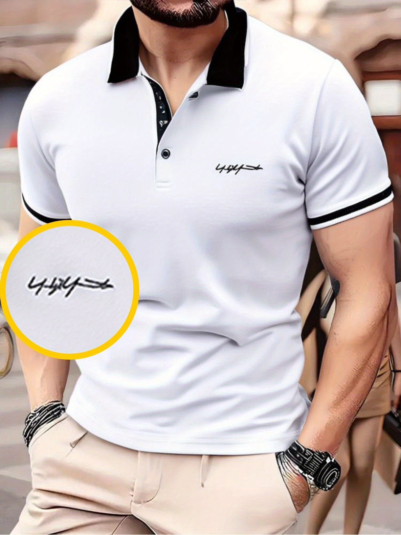 Men's Short Sleeve Shirt High-End Embroidered Summer Solid Color Top Casual Half-Sleeve Versatile Men's Clothing