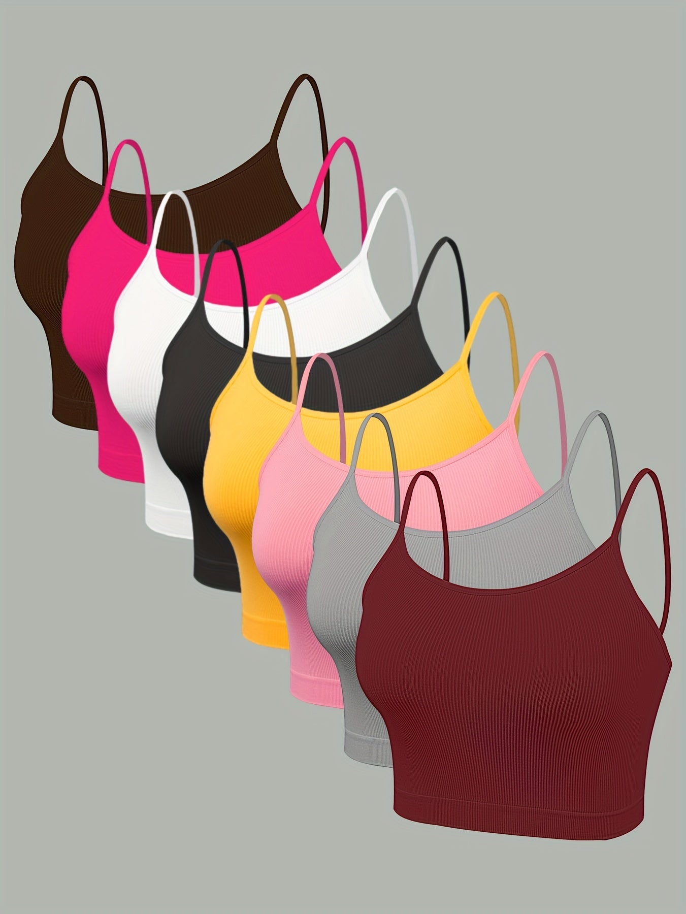 Lot de 8 Brassières et Débardeurs Femme Sans Couture Rayés