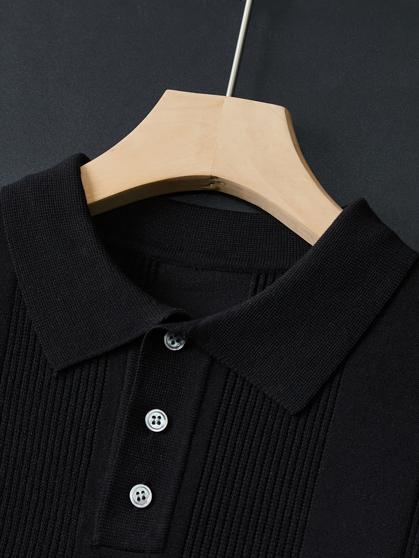 Tehan Men'S Slim-Fit Short Sleeve Shirt - Elegant Striped Collar Button-Front Blouse, All-Season Golf & Formal Wear, Office, Wedding, Knit, Wedding Attire, Classic Design, Stylish Top, Professional Men