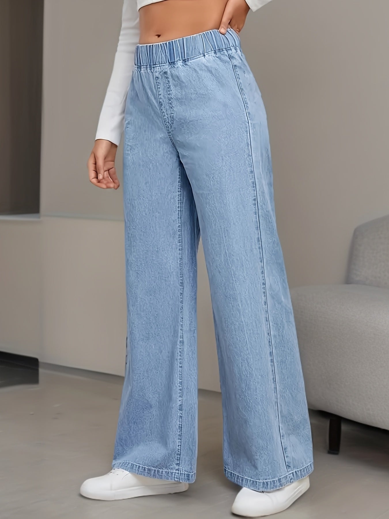 Jeans larges femme – denim léger, coupe décontractée avec poches, tout usage