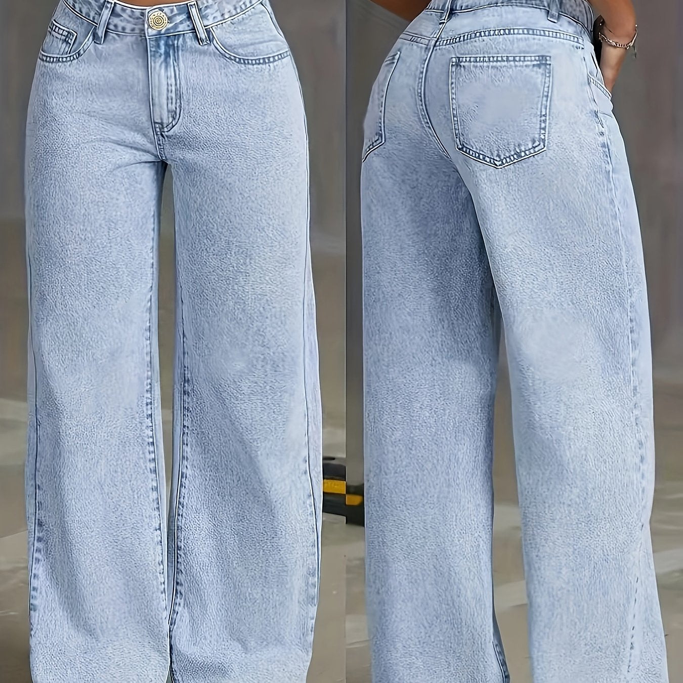 Jean droit stretch taille haute pour femme - Pantalon en denim stretch épais et opaque, grandes tailles disponibles