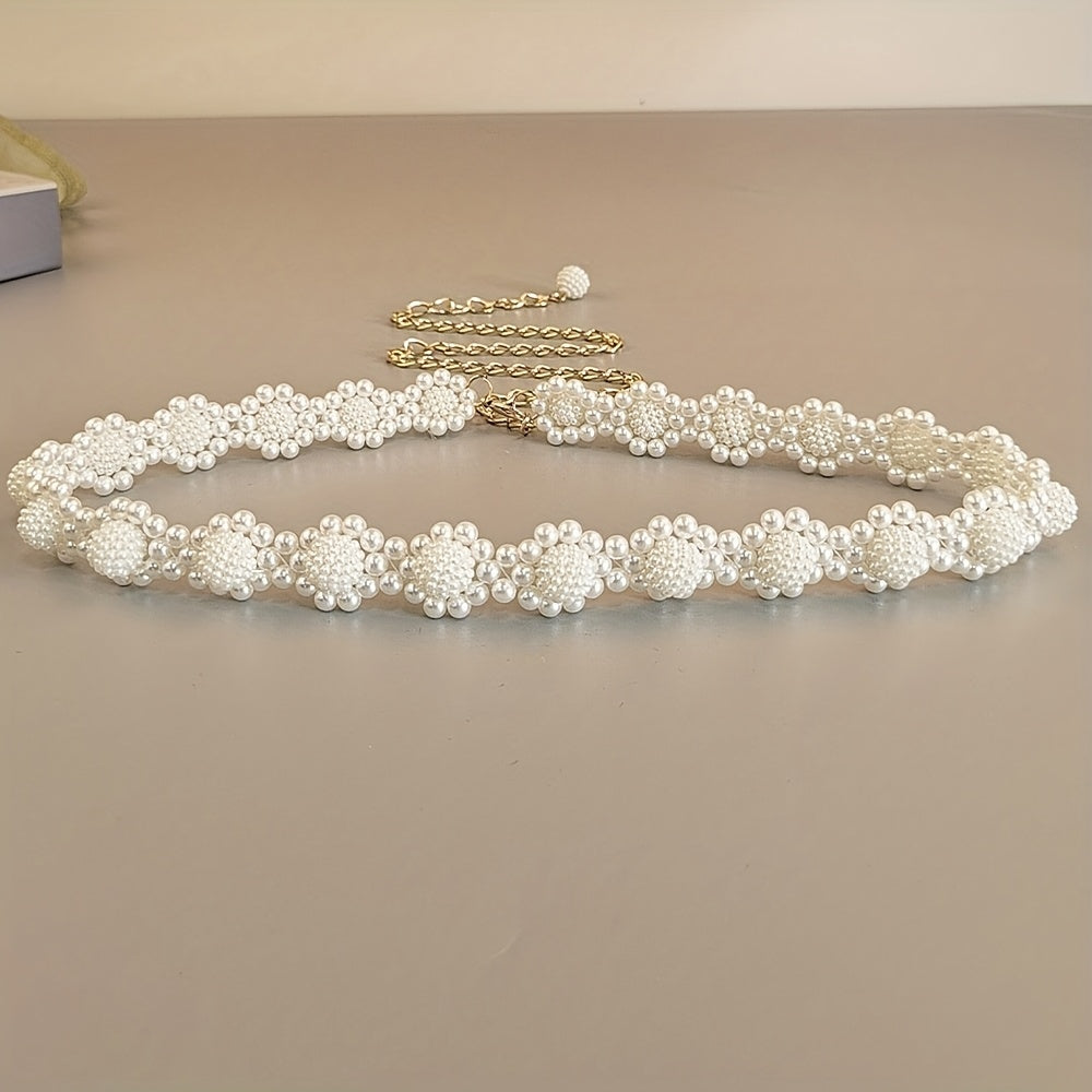 1 pc ceinture élégante pour femmes – Ceinture taille perles pour usage quotidien, robe, lanière en cristal, ceinture de mariage en perles pour femmes