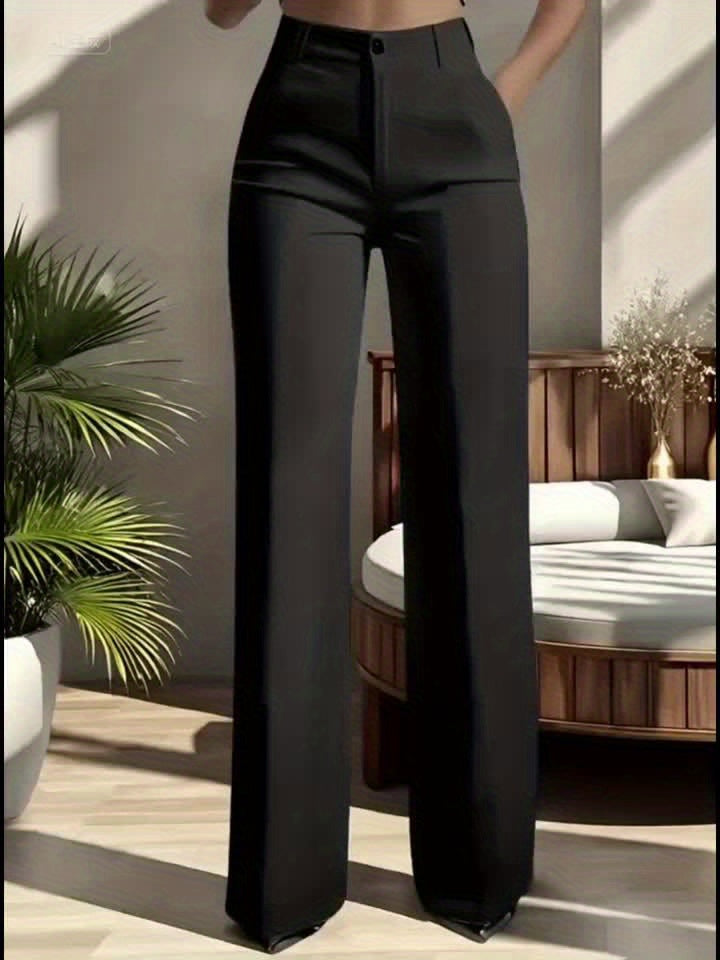 Pantalon Femme Élégant Légèrement Extensible – Slim Fit, Bureau et Décontracté, Tous Saisons, Avec Poches