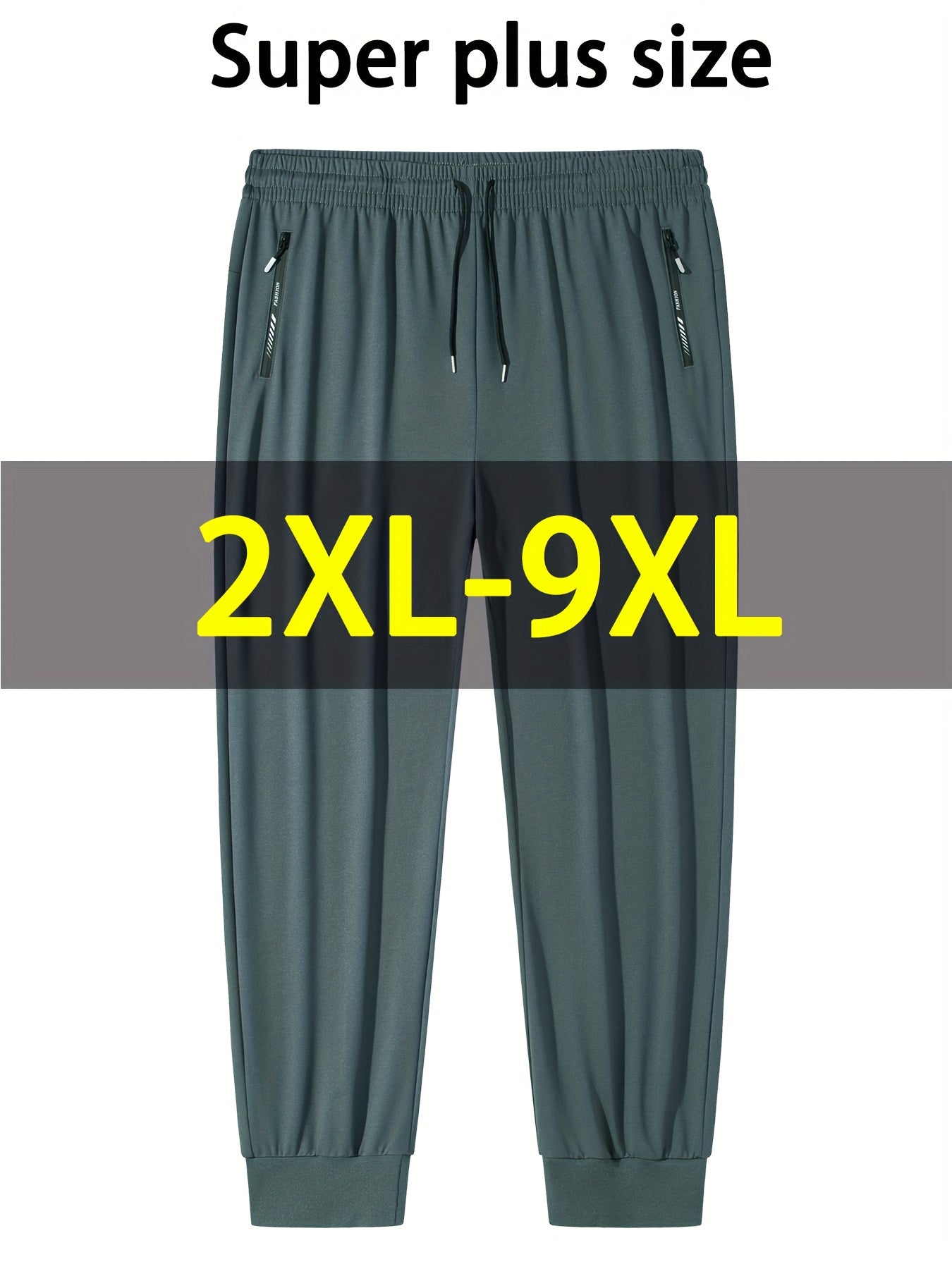 Joggers grande taille pour homme (2XL–9XL) – tissu stretch à séchage rapide, taille élastique à cordon, coupe ample, idéals gym, running et usage quotidien, couleurs noir, gris et bleu