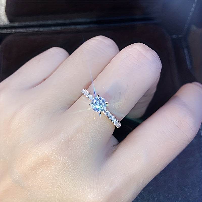 Bague de fiançailles pour femme, design classique et élégant, sertie de zirconia synthétique, bague de mariage de haute qualité, accessoire pour usage quotidien ou soirées, cadeau idéal pour la Saint-Valentin