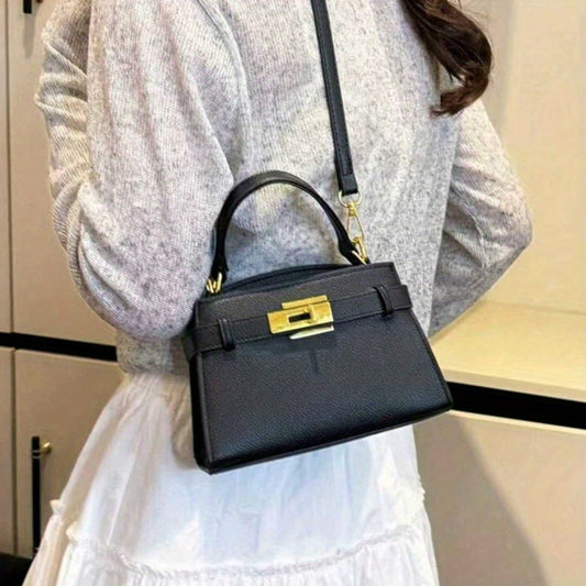 Sac à Main Femme Élégant Business Décontracté – Tote Structuré avec Finitions Dorées et Fermoir à Boucle, Design Durable et Facile à Nettoyer, Idéal pour le Bureau, le Voyage ou en Cadeau