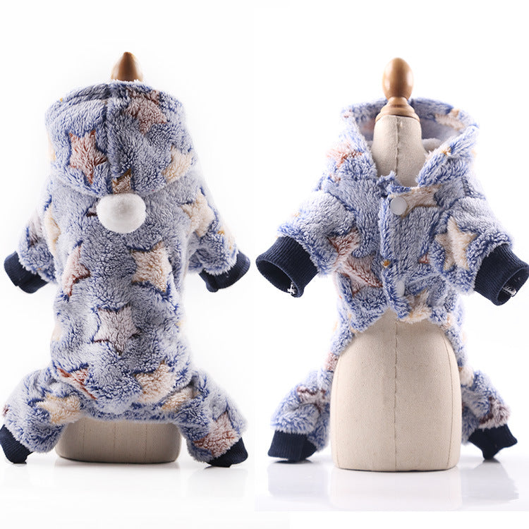 Warm Cartoon Pet Clothes for Dogs & Cats – Soft Cotton Jumpsuit
