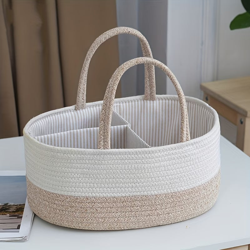 Large Handwoven Storage Basket with Dividers
