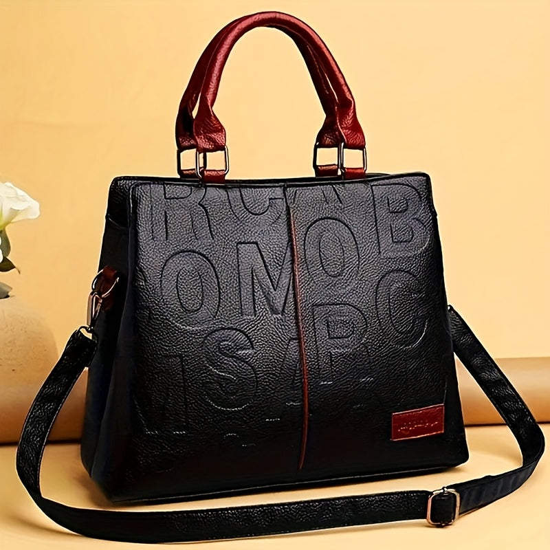 Sac à main de luxe grande capacité pour femmes – tote et bandoulière marron élégant, accessoires dorés, fermeture zippée, parfait pour travail et voyage