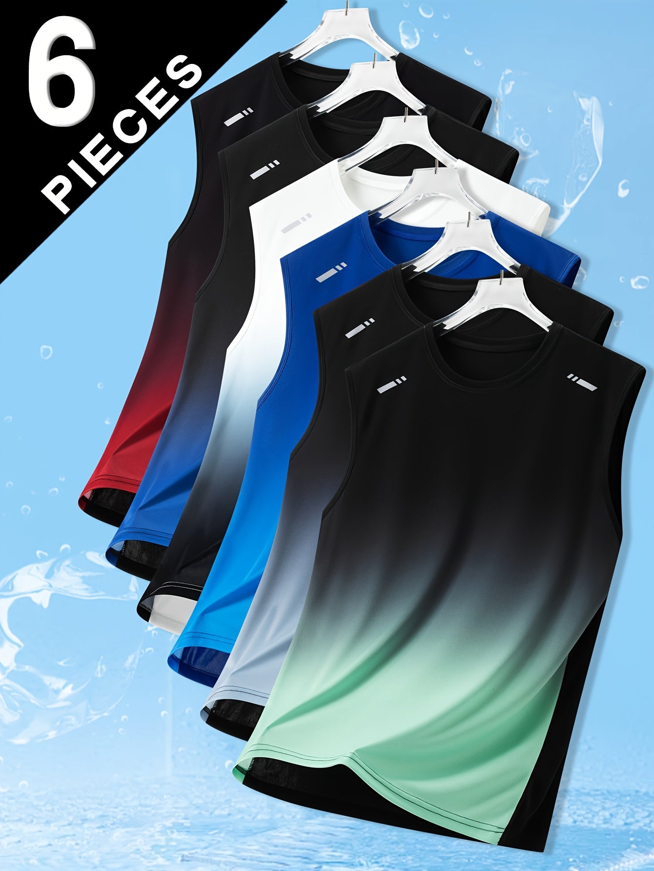 Lot de 6 Débardeurs Sport Homme – Séchage Rapide, Respirant, Tissu Extensible, Couleurs Dégradées