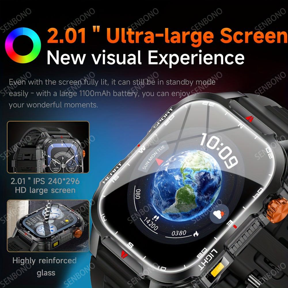 SENBONO Men'S & Women'S Smart Watch with 5.11cm HD Ultra-Large Display, 60Hz Refresh Rate, 1100mAh Battery, 130+ Day Standby Time, 200+ Watch Faces, Voice Assistant, 100+ Sport Modes, Fitness Tracker, USB Charging, Weather Fo