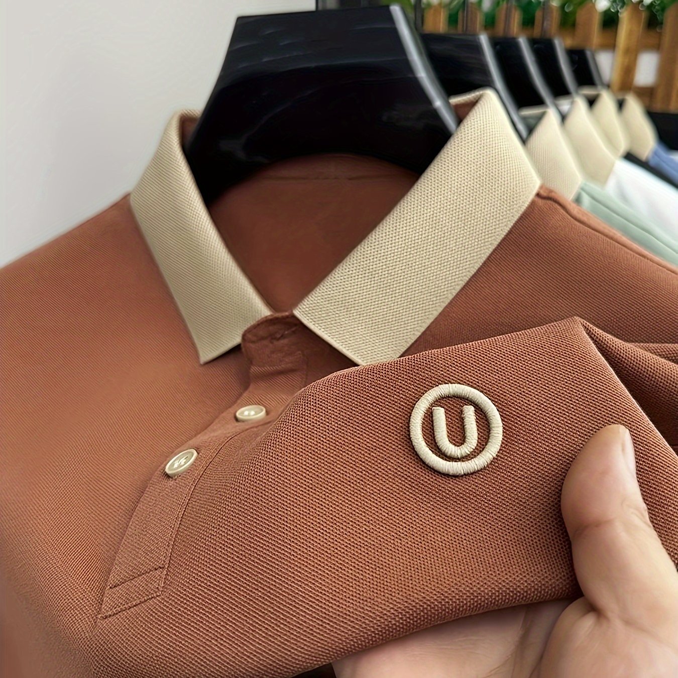 Men's Trendy Golf Shirt, Slightly Stretch Button Up Shirt, Comfy Top For Sport And Casual Wear