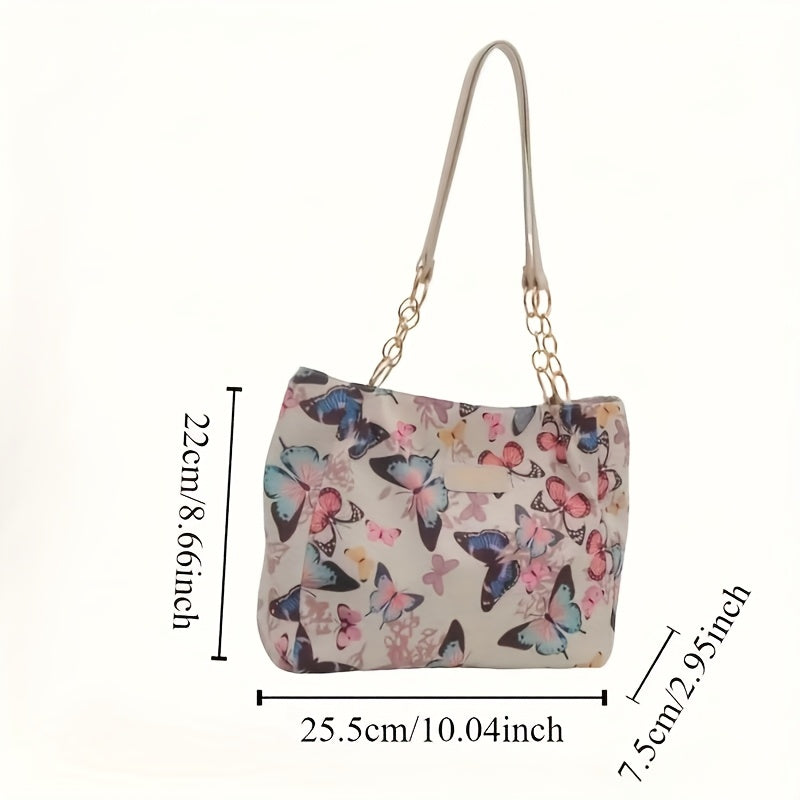 Sac Cabas en Toile à la Mode avec Motif Papillon Artistique – Bandoulière Amovible, Spacieux et Stylé pour Femmes, Fermeture Éclair