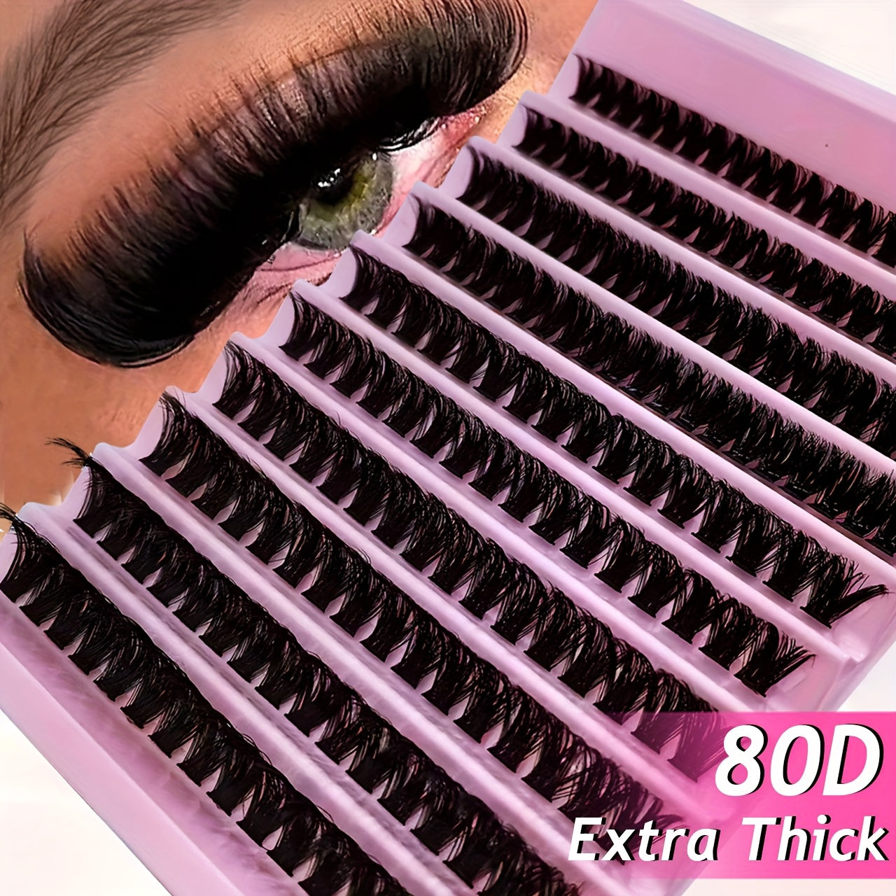 120/160/200 pcs Cils en Paquets Effet Naturel – C Curl, 9–16 mm, Kit d’Extensions DIY avec Styles Mélangés 40D, T50, 80D et 80D Cat Eye, Extra Épais