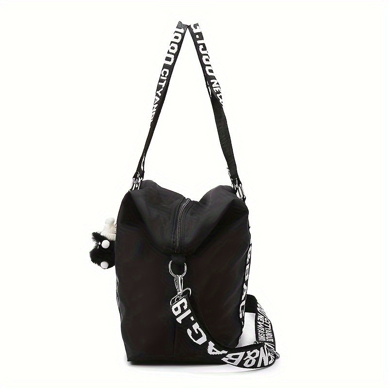 Sac Cabas Chic en Tissu Oxford Noir pour Femmes – Polyvalent à Porter à l’Épaule, Grande Capacité, Bandoulière Ajustable, Fermeture Éclair