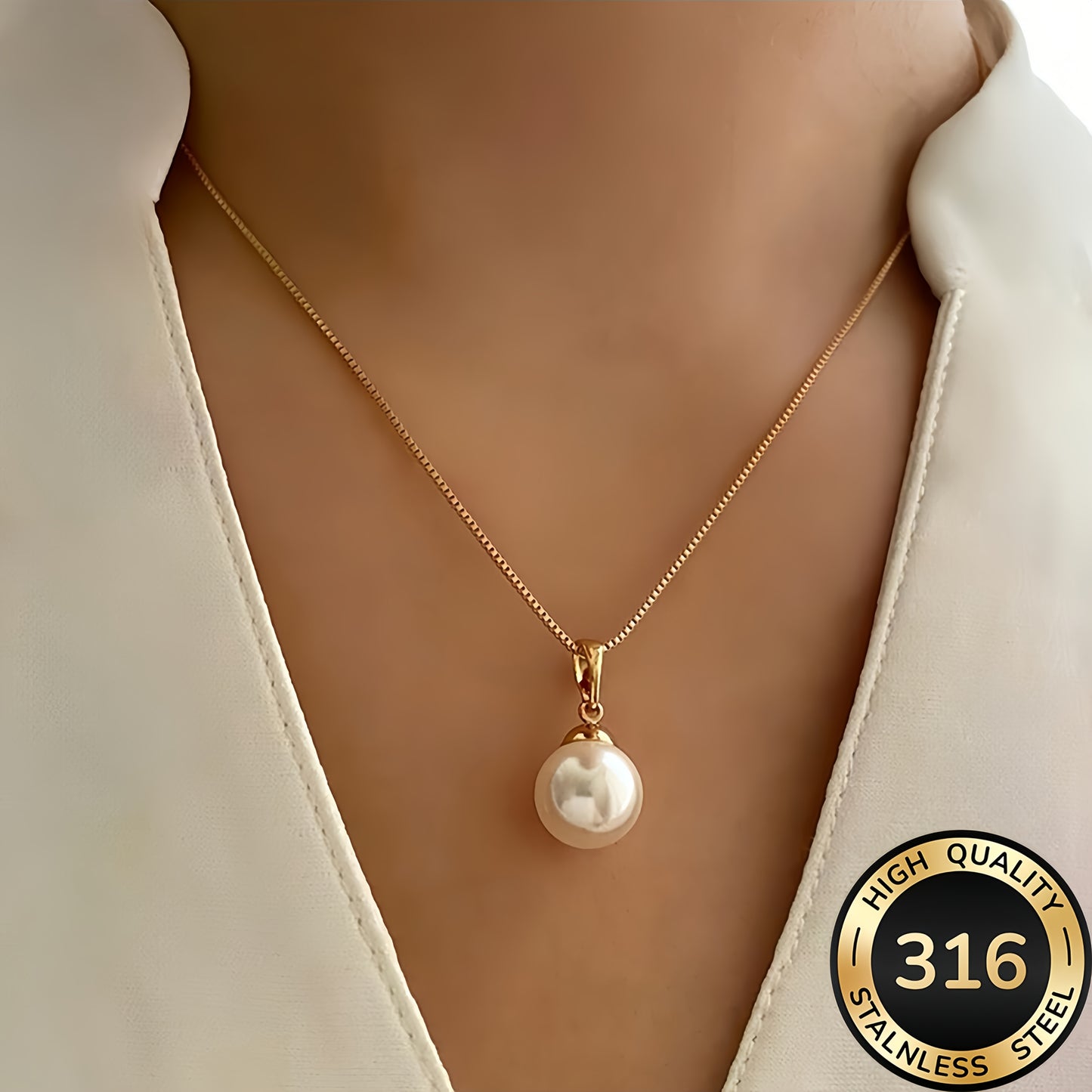 Collier Femme – Acier Inoxydable 316 Plaqué Or, Haute Qualité, Anti-Décoloration, Confortable et Polyvalent, Design Simple et Élégant, Bijou Tendance pour Quotidien et Soirées, Cadeau Raffiné pour Femme