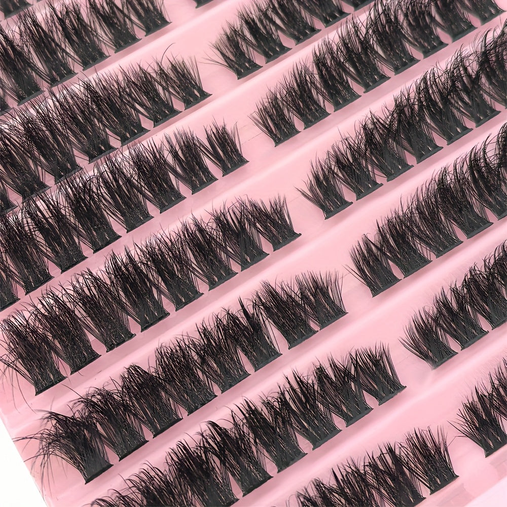 Kit d’extensions de cils avec grappes de cils naturels Wispy, courbure C, cils individuels et grappes pour le bas des yeux, colle waterproof avec scellant et pince, idéal pour application à domicile, effet fluffy naturel